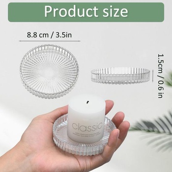 4 sklenené podnosy na sviečky 9 cm, priehľadné podnosy na sviečky, svietniky na stĺpikové sviečky, okrúhle