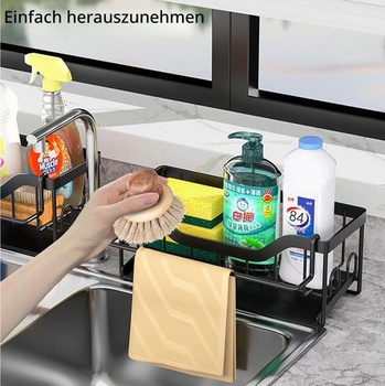 Držák na houbičku do kuchyňského dřezu - Kuchyňský dřez s držákem na utěrku, držák na houbičku,