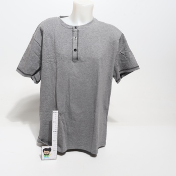 Pánske šedé tričko HMIYA Henley XXL