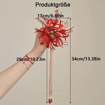 Sponka do vlasů s květem červené lilie pavoučí pro ženy, Lycoris radiata, sponka do vlasů s kachním