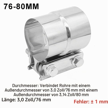 Objímky na výfuk 76 mm-80 mm Objímka hadice Objímka na výfukové potrubie 3,0