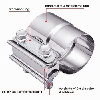 Objímky na výfuk 76 mm-80 mm Objímka hadice Objímka na výfukové potrubie 3,0