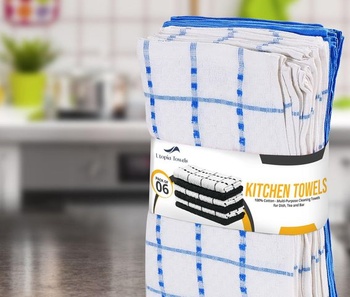 Utopia Towels - 12 kusov kuchynských utierok, bavlnená utierka 38 x 64 cm - možno prať v práčke (modrá a
