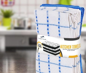 Utopia Towels - 12 kusů kuchyňských utěrek, bavlněná utěrka 38 x 64 cm – lze prát v pračce (modrá a