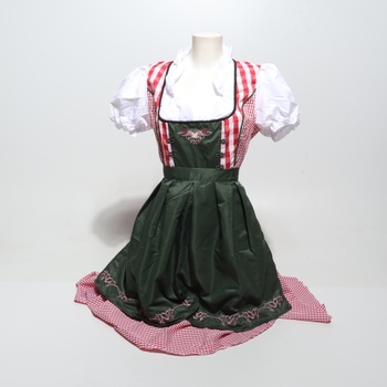 Dámsky kostým dirndl na Oktoberfest, kostým slúžky, kockovaný, s nemeckým pivným festivalom,