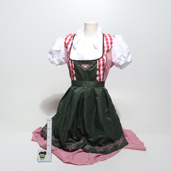 Dámsky kostým dirndl na Oktoberfest, kostým slúžky, kockovaný, s nemeckým pivným festivalom,
