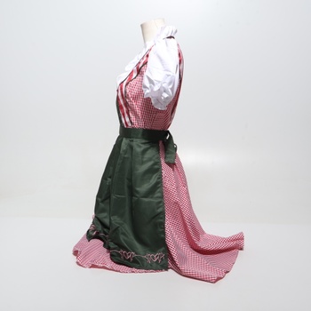 Dámsky kostým dirndl na Oktoberfest, kostým slúžky, kockovaný, s nemeckým pivným festivalom,