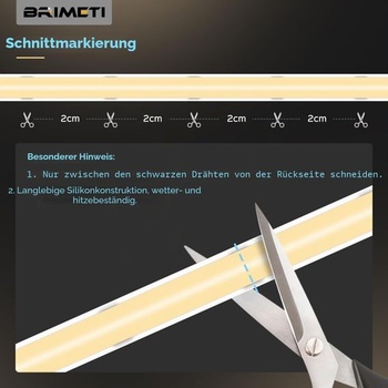 BRIMETI LED pásik 5M 12V COB samolepiaci 5M vodotesný IP68 neutrálna biela 4000K 320 LED/m šírka