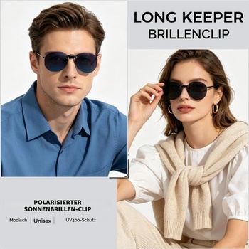 Slnečné okuliare Long Keeper s klipom pre ženy aj mužov, polarizované, okrúhle, s UV ochranou, tmavo šedé