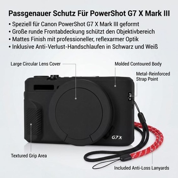 Silikonové ochranné pouzdro pro Canon G7X Mark III se 2 popruhy proti ztrátě