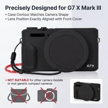 Silikónové ochranné puzdro pre Canon G7X Mark III s 2 popruhmi proti strate
