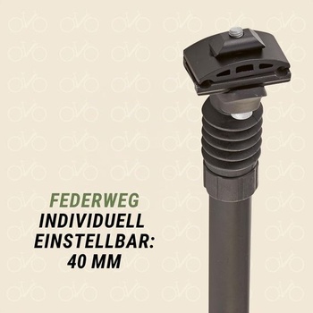 Sedlovka Prophete Patent s odpružením | Hliník | Dĺžka: 300 mm | Priemer: 27,2 mm | Nastaviteľné