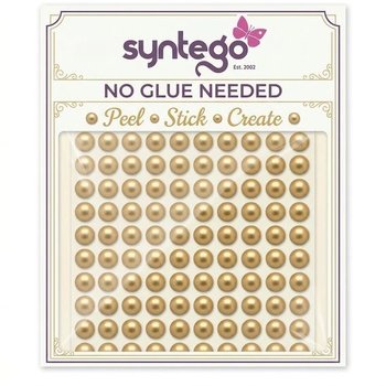 Syntego 200 samolepiacich zlatých poloperál, 6 mm, korálky na nalepenie