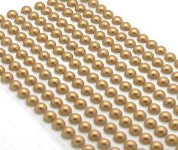 Syntego 200 samolepiacich zlatých poloperál, 6 mm, korálky na nalepenie