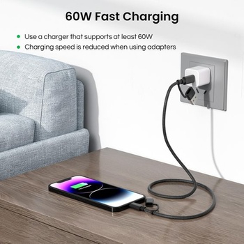 Nabíjací kábel Basesailor pre iPhone 17 Air, 4 v 1 Multi USB C nabíjací kábel 1 m 3,3 stopy/1 m