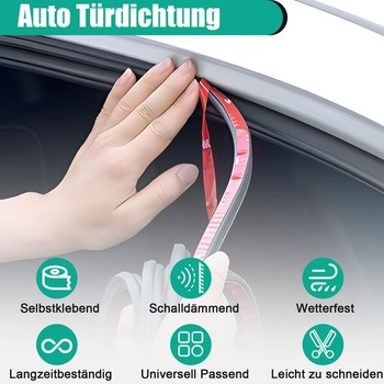 Tesnenie dverí automobilu samolepiace 10,2 m - 5-komorové gumové tesnenie EPDM