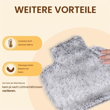 BOLEi 3-v-1 termofor, 130 cm, nepriepustný, na brucho, pás - šedý, plyšová verzia