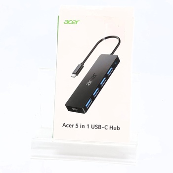 Acer USB-C HUB 3.0 s USB-C napájaním, ultratenký viacportový húb so 4 portami a USB 3.0 adaptérom pre