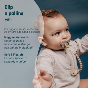 Suavinex, silikonový řetízek na dudlík, jednodílný silikonový držák na dudlík, +0 měsíců,