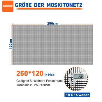 HOFUDON Vylepšená sieť proti hmyzu na meter 120x250 cm, Sklolaminátová sieť proti hmyzu 120 x 250 cm