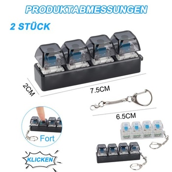 2dílná svítící hračka Fidget Keyboard - 2 režimy svícení, přívěsek na klíče Fidget, mini klávesnice