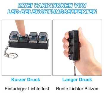 2dílná svítící hračka Fidget Keyboard - 2 režimy svícení, přívěsek na klíče Fidget, mini klávesnice