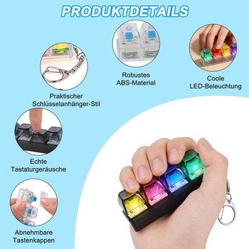 2dílná svítící hračka Fidget Keyboard - 2 režimy svícení, přívěsek na klíče Fidget, mini klávesnice