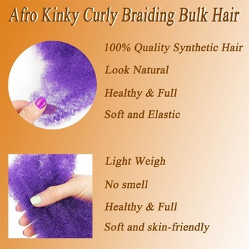 Afro Kinky Curly Syntetické vlasy Bulk 3 balenia Marley Twist vlasy Bulk pre dredy Extensions Jarná