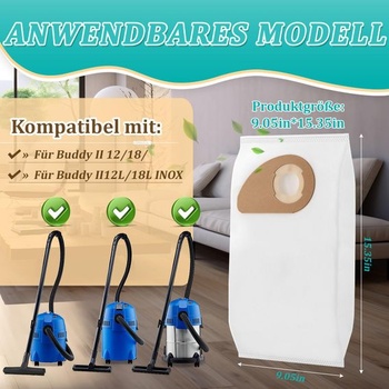 10 kusov prachových vreciek pre Nilfisk Buddy II 12/18L, nerezové prachové vrecká pre Nilfisk Buddy