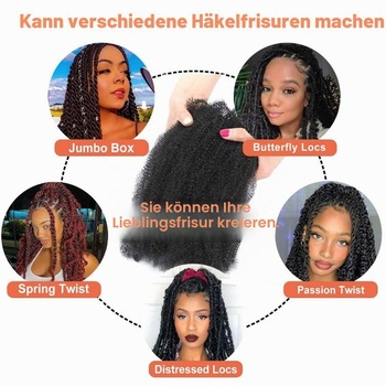 Objemové zaplietanie afro kučeravé vrkôčiky, Marley Twist, predlžovanie vlasov pre dredy a mini opravné