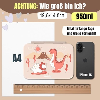BEARFOOT Bento Box COMPACT | Detská desiatová krabička bez BPA do školy a škôlky | Nepriepustná