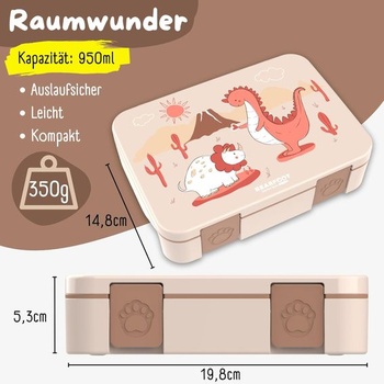 BEARFOOT Bento Box COMPACT | Detská desiatová krabička bez BPA do školy a škôlky | Nepriepustná