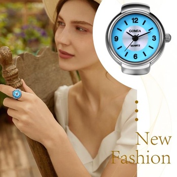 JewelryWe Prstenové hodinky Pánske Dámske okrúhle analógové quartzové elastické zliatinové prstene na