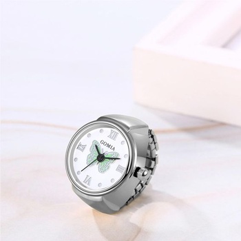 Hodinky JewelryWe Ring, elastický dizajn s motýľom - Dámske analógové quartzové hodinky na prst s