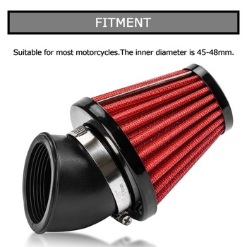 48mm motocyklový vzduchový filtr, PSLER vzduchový filtr do motocyklu a skútru, hadice ohnutá o 45