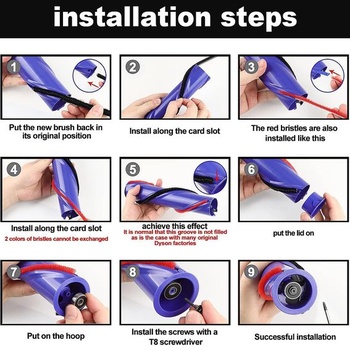 4 náhradné diely s plyšovou kefou pre originálne nové vysávače Dyson V7, V8, V10, V11 s priamym
