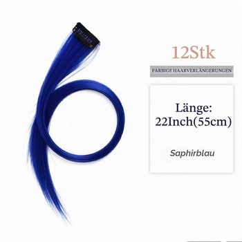 12 kusů 55cm safírově modré sponky na jednotlivé prameny, barevné, pro děti