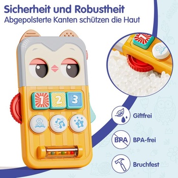 HOLA Owl hračka na mobil pro miminka 6-12 měsíců, učební a uklidňující režim, hudební hračka s