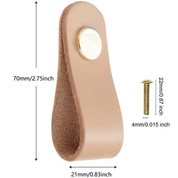 Kožené nábytkové úchytky, 6 kusů, dveřní úchytky, knoflíky do skříňového nábytku, kožené úchytky do