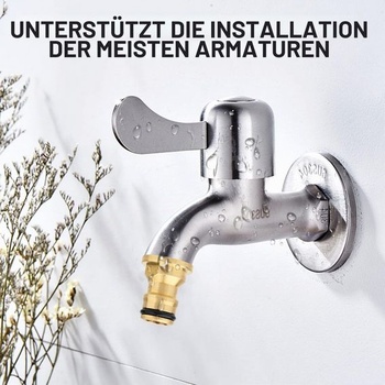 2 univerzální konektory na baterii pro míchací baterie + 5m PTFE těsnicí páska, adaptér na hadici,