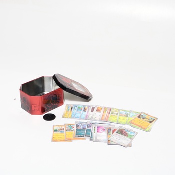 Kartová hra Pokémon Trading: Team Rocket Tin Box – Persian-ex (1 holografická promo karta a 4
