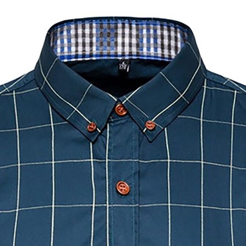 Pánska kockovaná košeľa, ležérna, zapínanie na gombíky, kockovaná, s dlhým rukávom, slim fit,