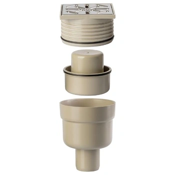 Uponor Aqua Ambient DN 50 Standardní vertikální podlahová vpust s nerezovou mřížkou, bodový odtok s