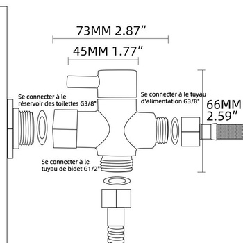 Tecmolog DSF007DNA 3cestný uzavírací ventil, mosaz, uzavírací ventil, 3/8 palce - 12/17, adaptér
