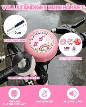 Detský zvonček na bicykel - Hlasný zvonček na bicykel so 4 náhradnými samolepkami, hliníkový zvonček na bicykel
