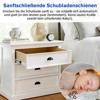 Výsuvy zásuviek s tlmeným dovieraním, plný výsuv, 45 kg, guličkové ložisko, teleskopické výsuvy, 10