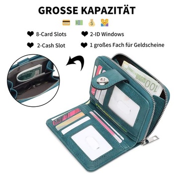 Dámska peňaženka strednej veľkosti, Dámska kabelka, Viacvrstvová, Zip, Modrá 002