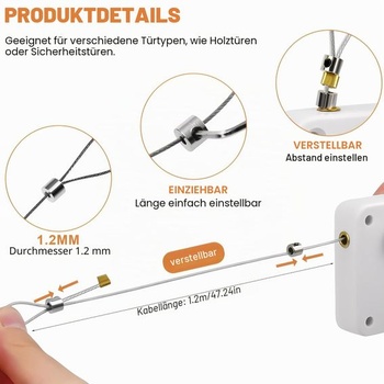 Automatický zatvárač dverí, biely, 1,2 m, tretia generácia, 1000 g - Biela