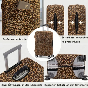 Kryt na batožinu, elastický chránič kufra, ochranný kryt, kryt na batožinu s leopardím potlačou