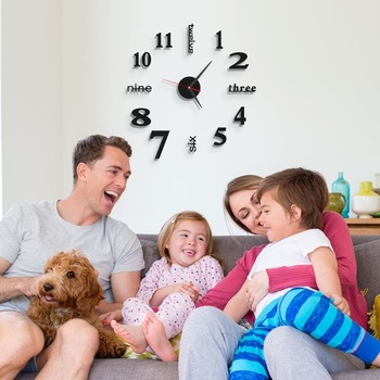 3D DIY moderné dizajnové nástenné hodiny, veľké nástenné samolepiace hodiny s rímskymi číslicami,